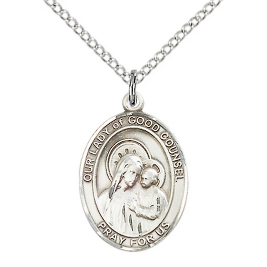 Our Lady of Good Counsel Necklace Sterling Silver 18"