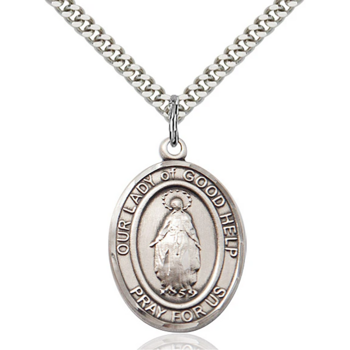 Our Lady of Good Help Necklace Sterling Silver 24"