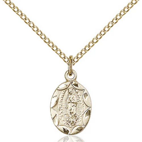 Our Lady of Guadalupe Medal Gold Filled 18"