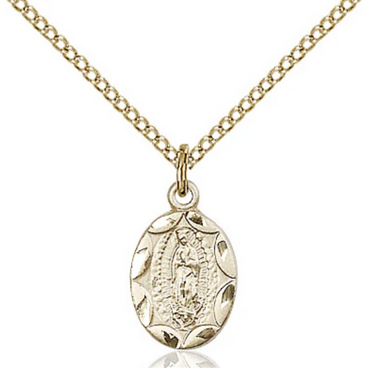 Our Lady of Guadalupe Medal Gold Filled 18"