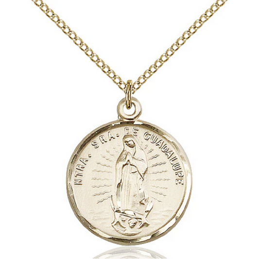 Our Lady of Guadalupe Medal Gold Filled 18"