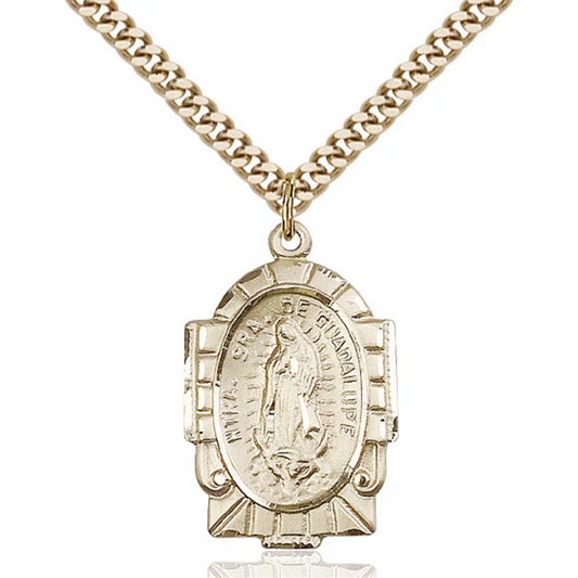 Our Lady of Guadalupe Medal Gold Filled 24"