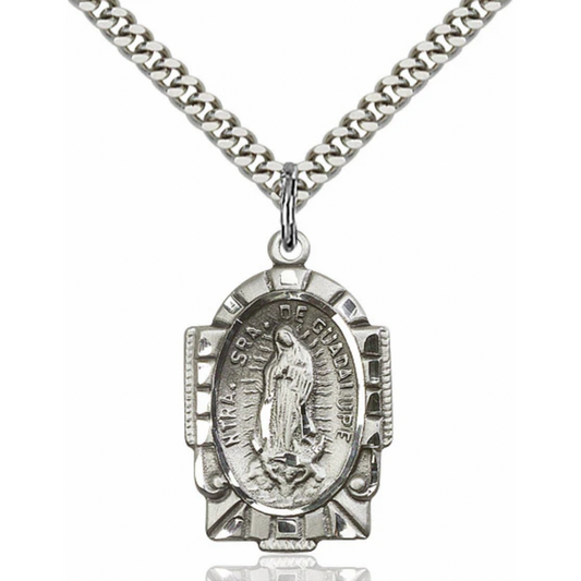 Our Lady of Guadalupe Medal Sterling Silver 24"