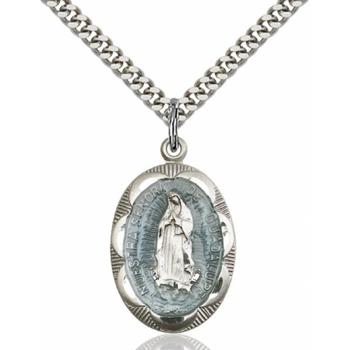 Our Lady of Guadalupe Medal Sterling Silver 24"