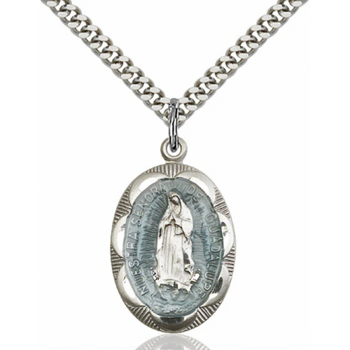 Our Lady of Guadalupe Medal Sterling Silver 24"