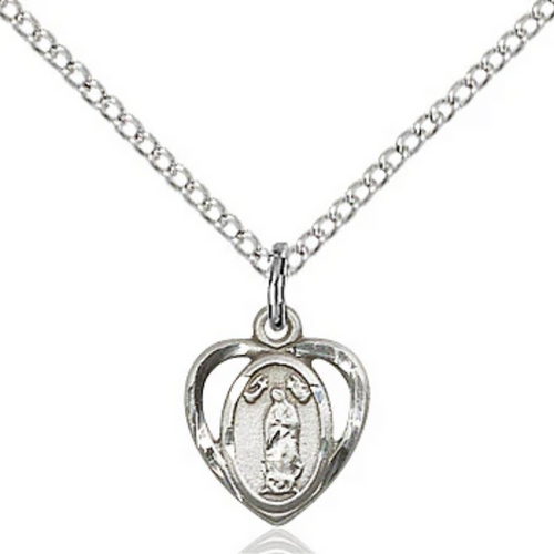 Our Lady of Guadalupe Necklace Sterling Silver 18"