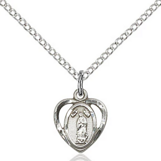 Our Lady of Guadalupe Necklace Sterling Silver 18"
