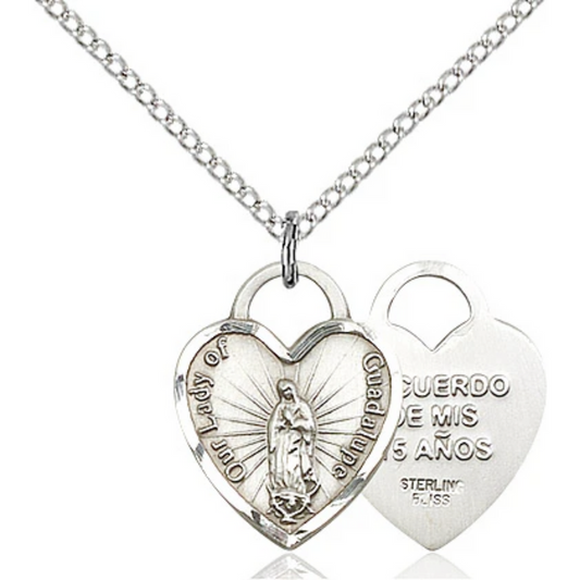 Our Lady of Guadalupe Necklace Sterling Silver 18"