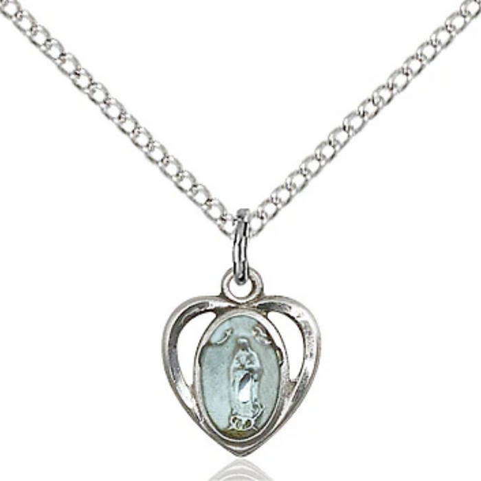Our Lady of Guadalupe Necklace Sterling Silver 18"