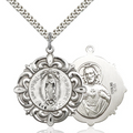 Our Lady of Guadalupe Necklace Sterling Silver 24"