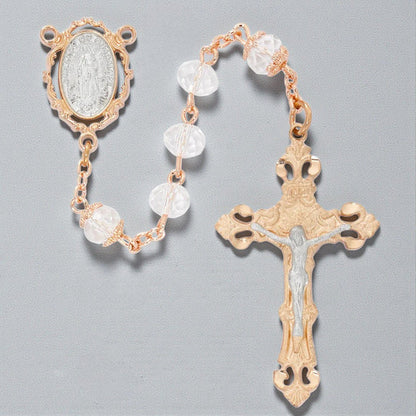 Our Lady of Guadalupe Rosary - Crystal Rose Gold Boxed