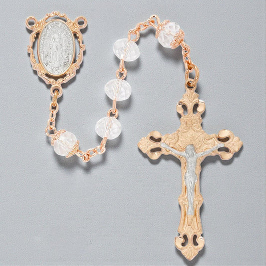 Our Lady of Guadalupe Rosary - Crystal Rose Gold Boxed