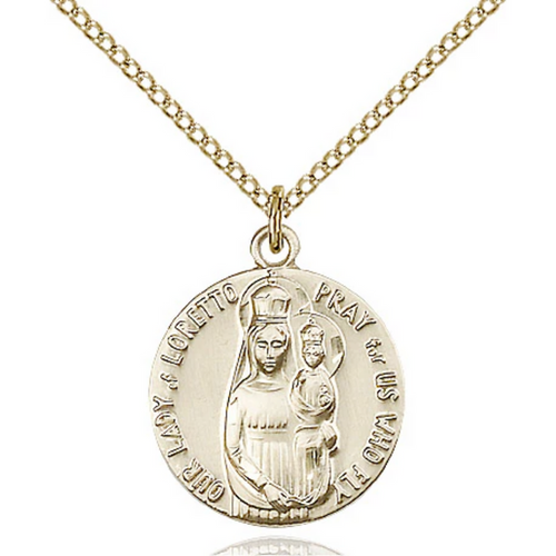 Our Lady of Loretto Medal Gold Filled 18"