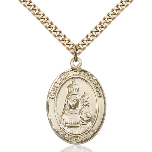 Our Lady of Loretto Necklace Gold Filled 24"
