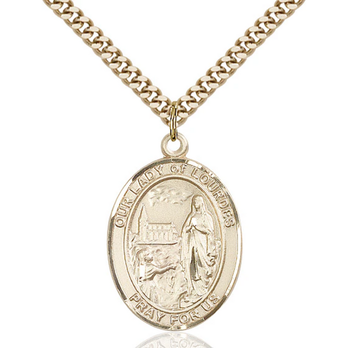 Our Lady of Lourdes Necklace Gold Filled 24"