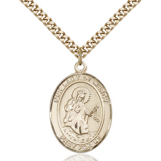 Our Lady of Mercy Necklace Gold Filled 24"