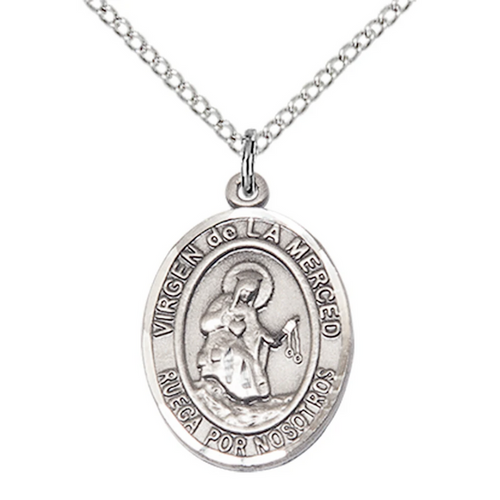 Our Lady of Mercy Necklace Sterling Silver 18"