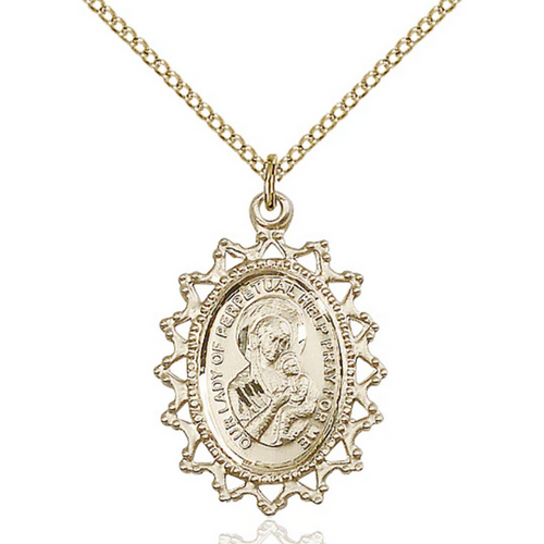 Our Lady of Perpetual Help Medal Gold Filled 18"