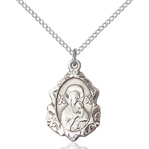 Our Lady of Perpetual Help Medal Sterling Silver 18"