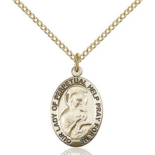 Our Lady of Perpetual Help Necklace Gold Filled 18"