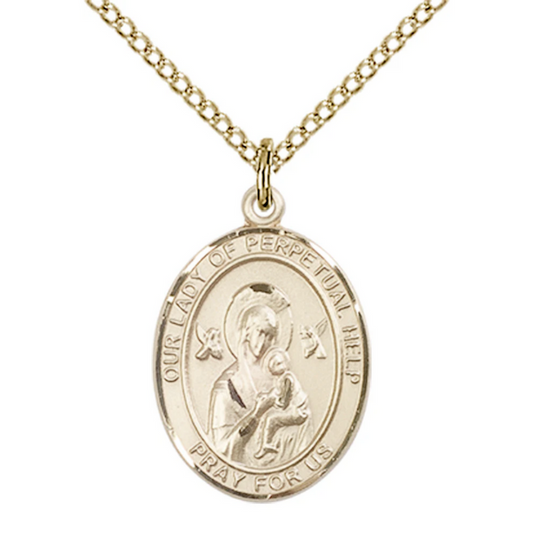 Our Lady of Perpetual Help Necklace Gold Filled 18"