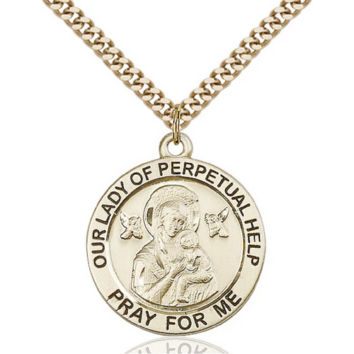 Our Lady of Perpetual Help Necklace Gold Filled 24"