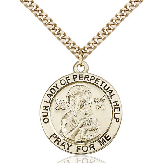 Our Lady of Perpetual Help Necklace Gold Filled 24"