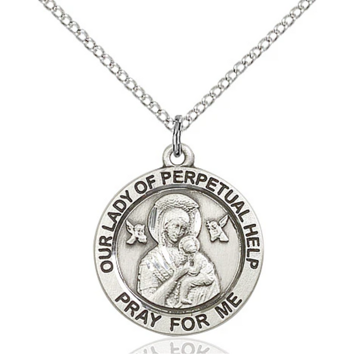 Our Lady of Perpetual Help Necklace Sterling Silver 18"