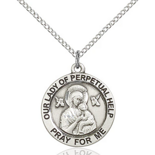 Our Lady of Perpetual Help Necklace Sterling Silver 18"