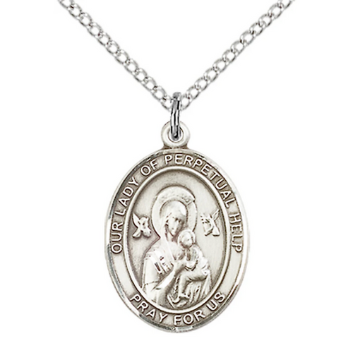 Our Lady of Perpetual Help Necklace Sterling Silver 18"