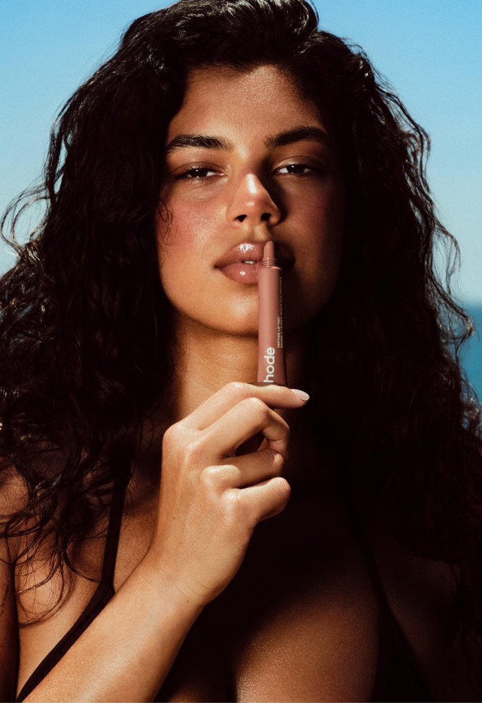 emeline with peptide lip tint macadamia butter