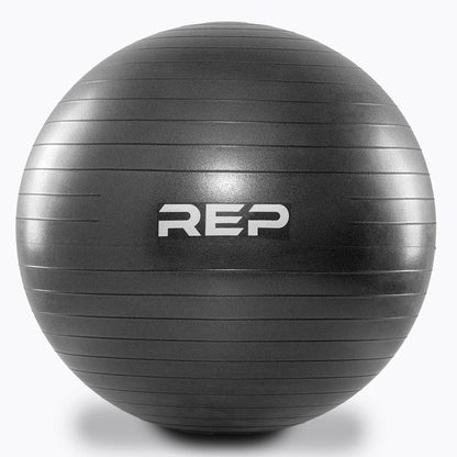 A front view of the REP logo on the Physioball