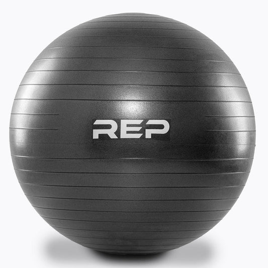 A front view of the REP logo on the Physioball