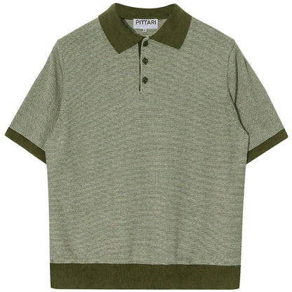 Pittari Microstripe Short Sleeve Polo - Olive/Ecru