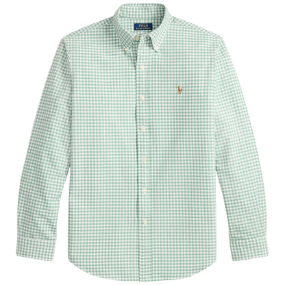 Polo Ralph Lauren Custom Fit Gingham Oxford Shirt - Faded Mint White