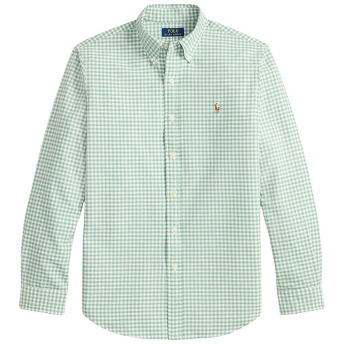 Polo Ralph Lauren Custom Fit Gingham Oxford Shirt - Faded Mint White