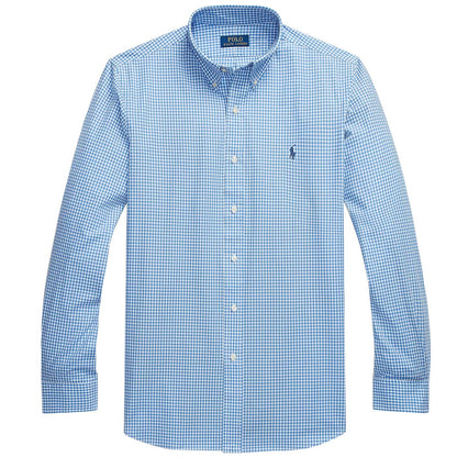 Polo Ralph Lauren Custom Fit Stretch Poplin Shirt - Blue and White