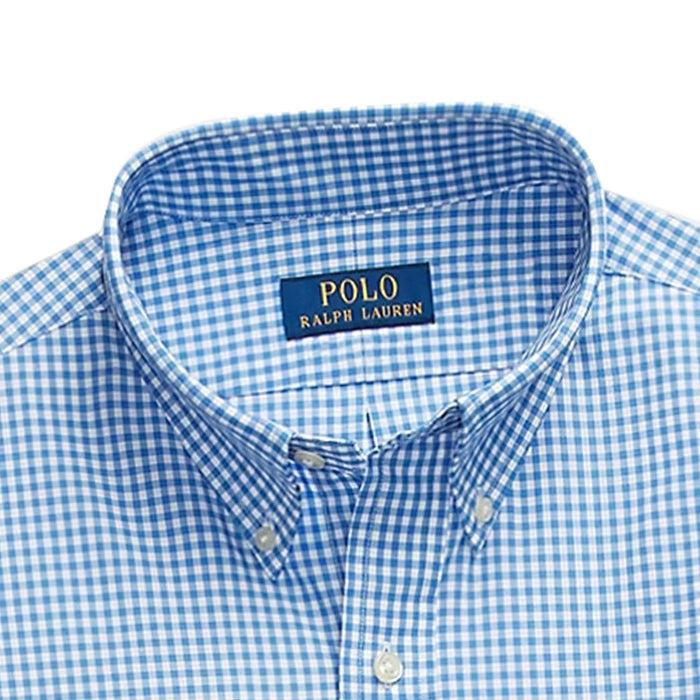 Polo Ralph Lauren Custom Fit Stretch Poplin Shirt - Blue and White