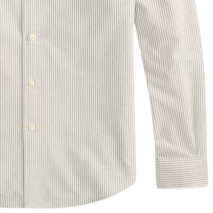 Polo Ralph Lauren Custom Fit Striped Oxford Shirt - Nutmeg Brown/White