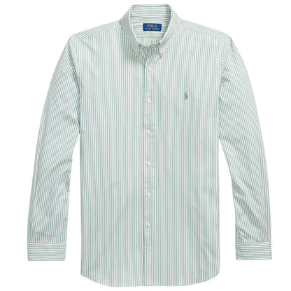 Polo Ralph Lauren Custom Fit Striped Stretch Poplin Shirt - Faded Mint/White