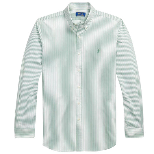 Polo Ralph Lauren Custom Fit Striped Stretch Poplin Shirt - Faded Mint/White