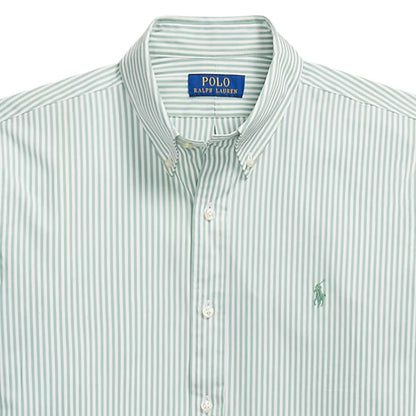 Polo Ralph Lauren Custom Fit Striped Stretch Poplin Shirt - Faded Mint/White