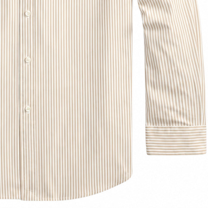 Polo Ralph Lauren Custom Fit Striped Stretch Poplin Shirt - Khaki/White