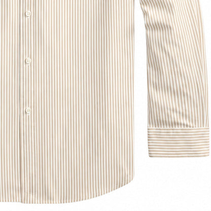 Polo Ralph Lauren Custom Fit Striped Stretch Poplin Shirt - Khaki/White