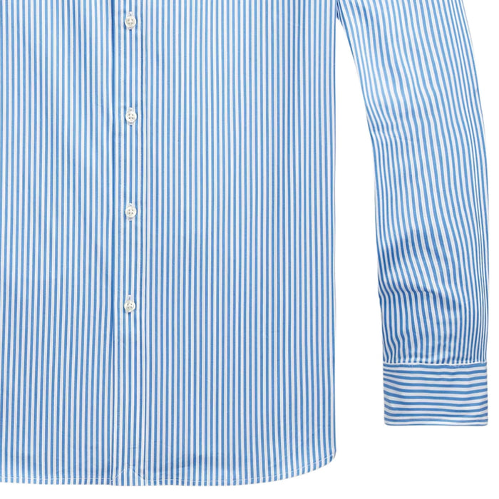 Polo Ralph Lauren Custom Fit Striped Stretch Poplin Shirt - Light Blue/White