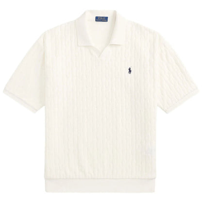 Polo Ralph Lauren Relaxed Fit Cabled Terry Polo Shirt - Deckwash White