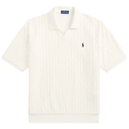 Polo Ralph Lauren Relaxed Fit Cabled Terry Polo Shirt - Deckwash White