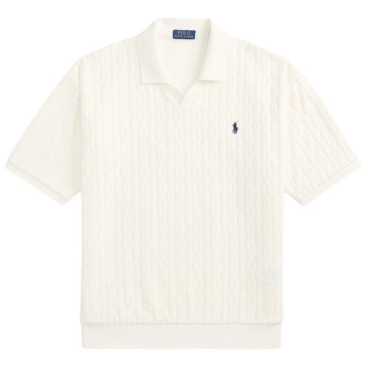 Polo Ralph Lauren Relaxed Fit Cabled Terry Polo Shirt - Deckwash White