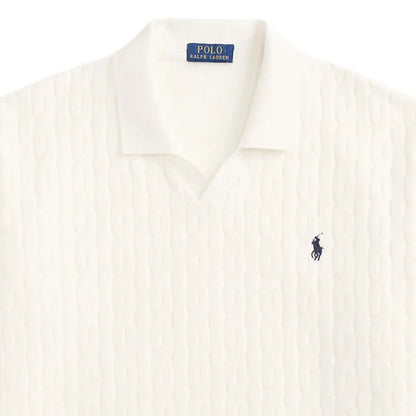 Polo Ralph Lauren Relaxed Fit Cabled Terry Polo Shirt - Deckwash White