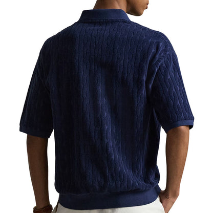 Polo Ralph Lauren Relaxed Fit Cabled Terry Polo Shirt - Newport Navy